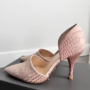 Croc embossed leather pump heels